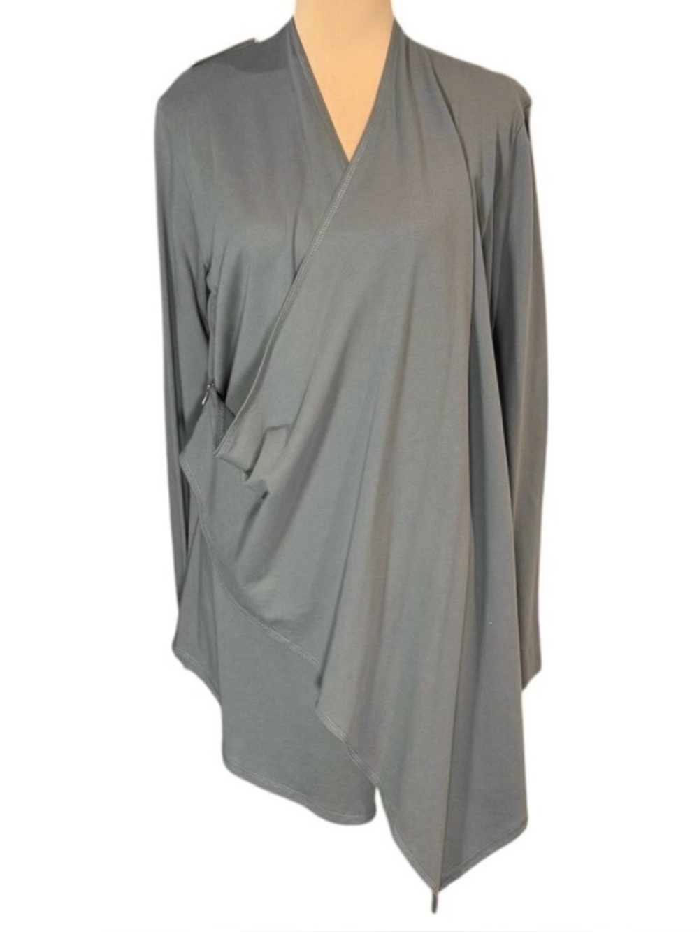 NWT 3-Way Cardigan Fleece Sz.M Gray Oversized Longline Minimalist Athleisure
